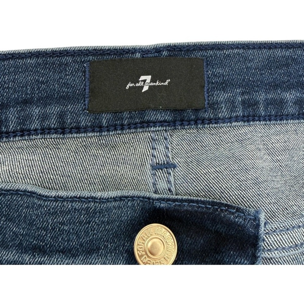 7 FOR ALL MANKIND NEW Size 31 Dojo Flare Jeans Blue Crystal Pocket Y2K Wide Leg - Picture 4 of 12